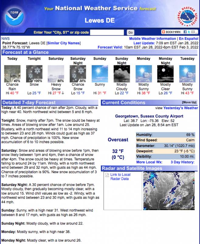 The forecast for Jan. 28 and Jan. 29 is unprecedented in recent times with dangerous conditions predicted. NWS GRAPHIC